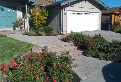 Front Entry Steps, Walkway & Driveway in Pavers
