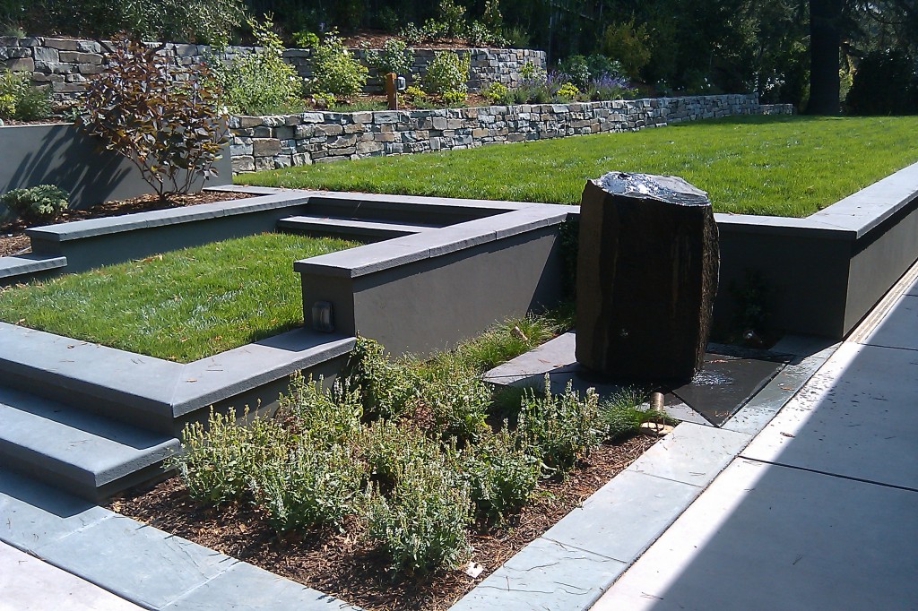 Masonry Walls with Solid Granite Fountain