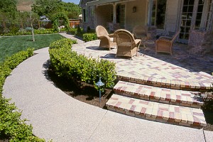 Brick Patio in Basket Weave Pattern with Aggregate Walkway